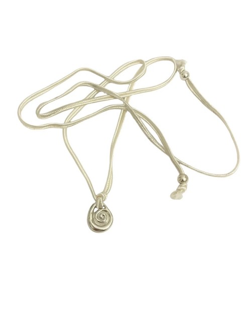 ZÉNAÏS Nautilus Small Silky Necklace Εκρού Κολιέ από Ασήμι 925