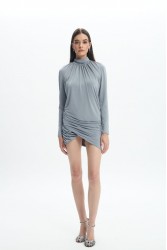 LA CHAINE Maia Mini Dress Grey Γκρι Μίνι Φόρεμα