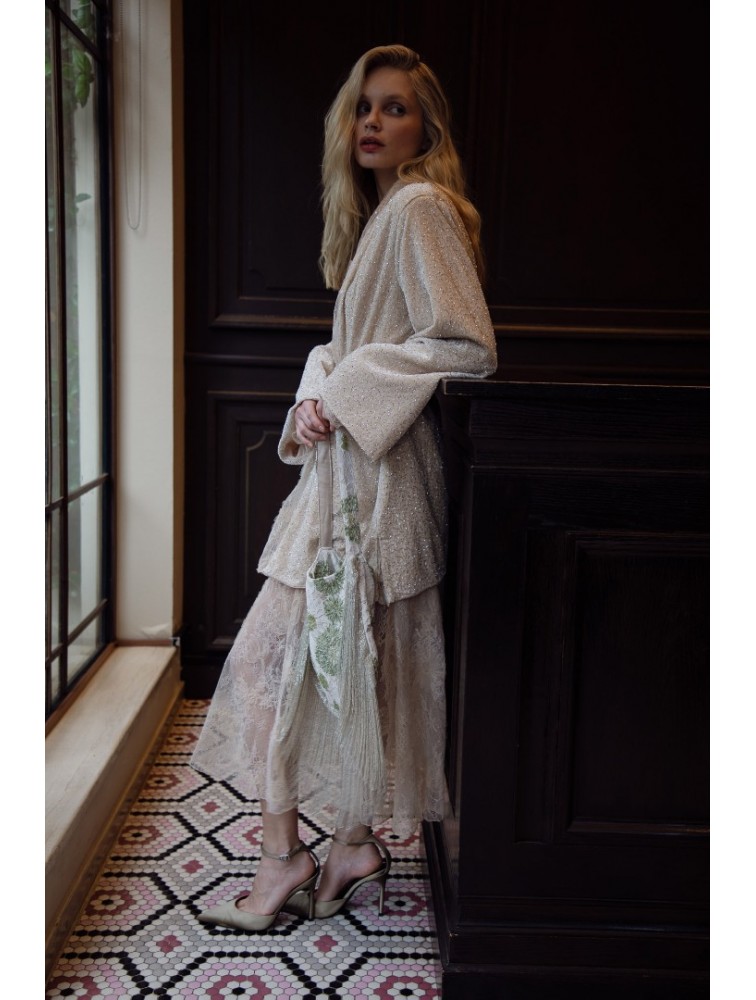 NIDODILEDA Briganne Kimono Beaded Lace Embellished