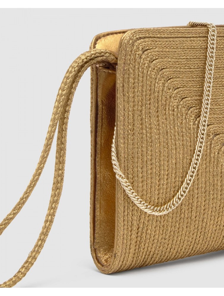 CASTAÑER B.Bali 142 Bag Oro Viejo Χρυσή Πλεκτή Τσάντα
