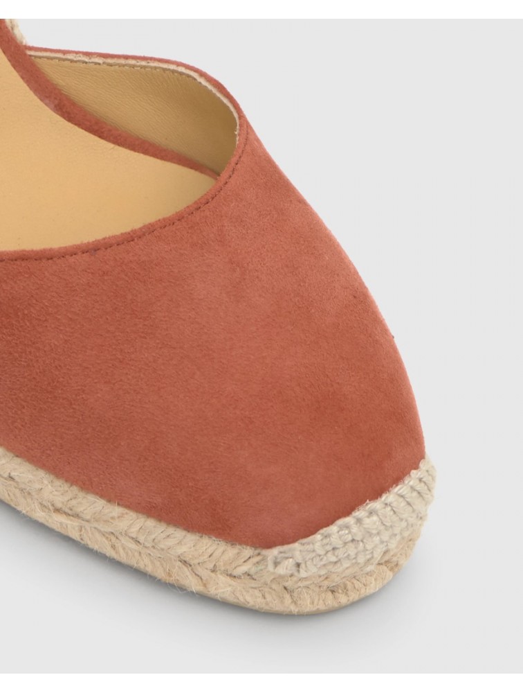 CASTAÑER Carina Suede Marsala Ροζ Σουεντ Γυναικείες Χειροποίητες Εσπαντρίγιες