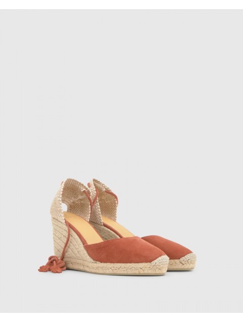 CASTAÑER Carina Suede Marsala Ροζ Σουεντ Γυναικείες Χειροποίητες Εσπαντρίγιες