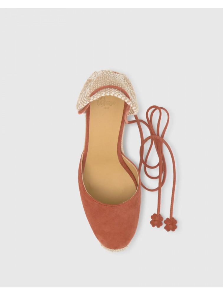 CASTAÑER Carina Suede Marsala Ροζ Σουεντ Γυναικείες Χειροποίητες Εσπαντρίγιες