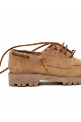 'ESIOT Groikos Sand Suede Boatshoes Μπεζ Σουέντ Δετά Μοκασίνια