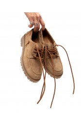 'ESIOT Groikos Sand Suede Boatshoes Μπεζ Σουέντ Δετά Μοκασίνια