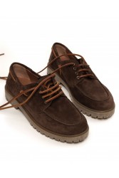 'ESIOT Merikas Dark Brown Suede Boatshoes Καφέ Σουέντ Δετά Μοκασίνια