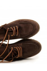 'ESIOT Merikas Dark Brown Suede Boatshoes Καφέ Σουέντ Δετά Μοκασίνια