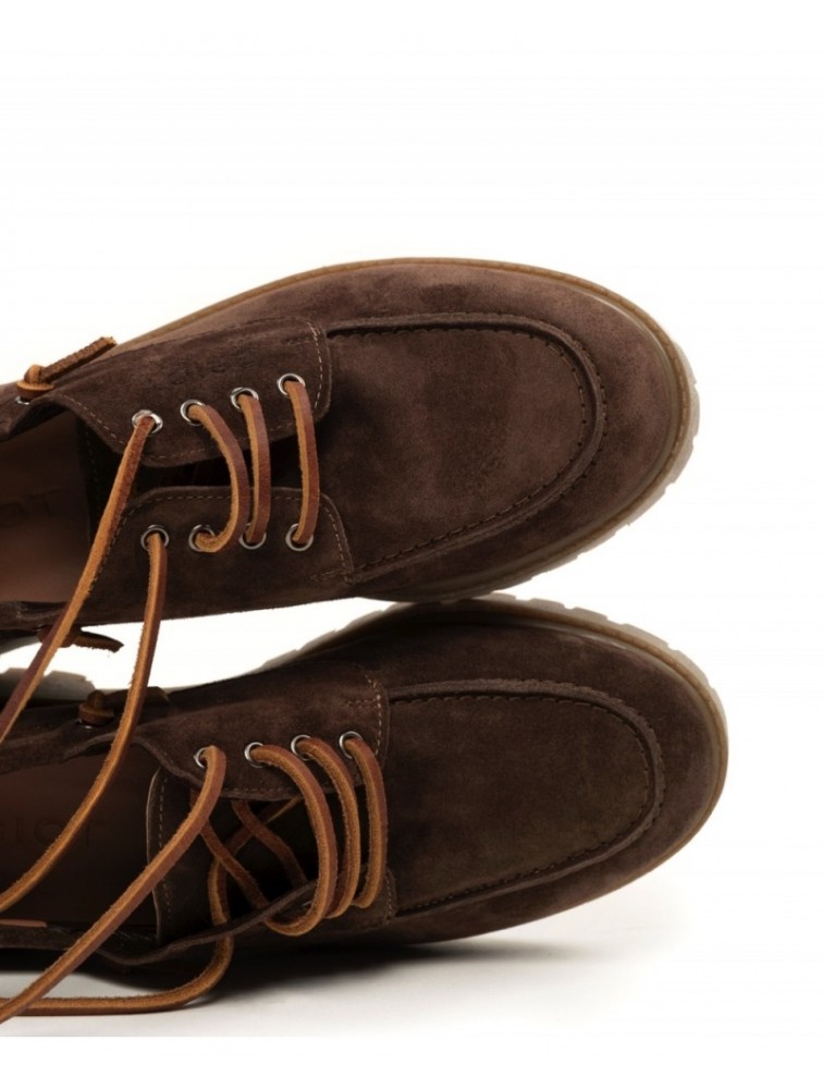 'ESIOT Merikas Dark Brown Suede Boatshoes Καφέ Σουέντ Δετά Μοκασίνια