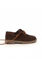 'ESIOT Merikas Dark Brown Suede Boatshoes Καφέ Σουέντ Δετά Μοκασίνια