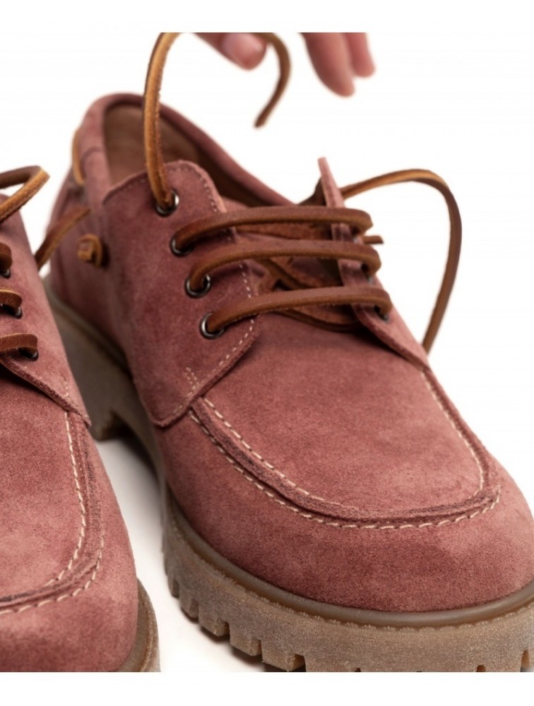 'ESIOT Mimika Dusty Pink Suede Boatshoes Ροζ Σουέντ Δετά Μοκασίνια