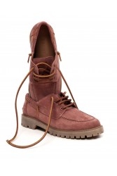 'ESIOT Mimika Dusty Pink Suede Boatshoes Ροζ Σουέντ Δετά Μοκασίνια
