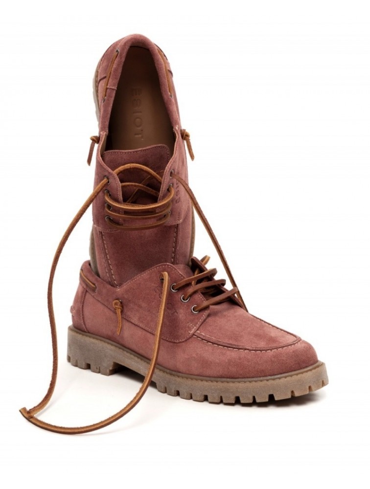 'ESIOT Mimika Dusty Pink Suede Boatshoes Ροζ Σουέντ Δετά Μοκασίνια