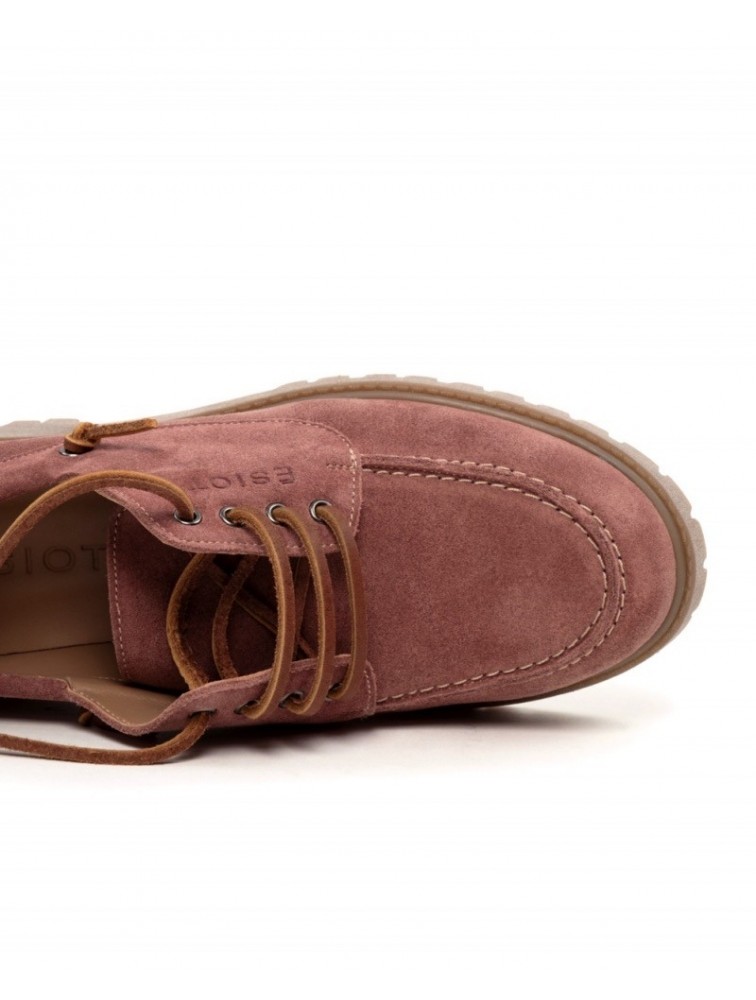 'ESIOT Mimika Dusty Pink Suede Boatshoes Ροζ Σουέντ Δετά Μοκασίνια