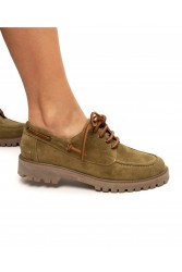 'ESIOT Patelia Light Olive Suede Boatshoes Λαδί Σουέντ Δετά Μοκασίνια