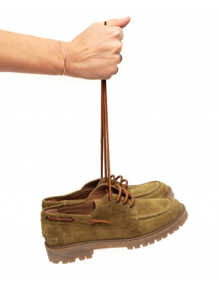 'ESIOT Patelia Light Olive Suede Boatshoes Λαδί Σουέντ Δετά Μοκασίνια