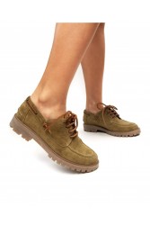 'ESIOT Patelia Light Olive Suede Boatshoes Λαδί Σουέντ Δετά Μοκασίνια
