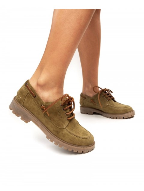 'ESIOT Patelia Light Olive Suede Boatshoes Λαδί Σουέντ Δετά Μοκασίνια