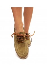 'ESIOT Patelia Light Olive Suede Boatshoes Λαδί Σουέντ Δετά Μοκασίνια