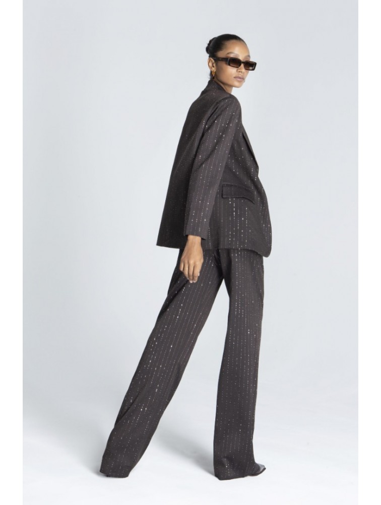 FOREVER YOUNG Cleo Sparkling Pants Καφέ Παντελόνι με Στρας