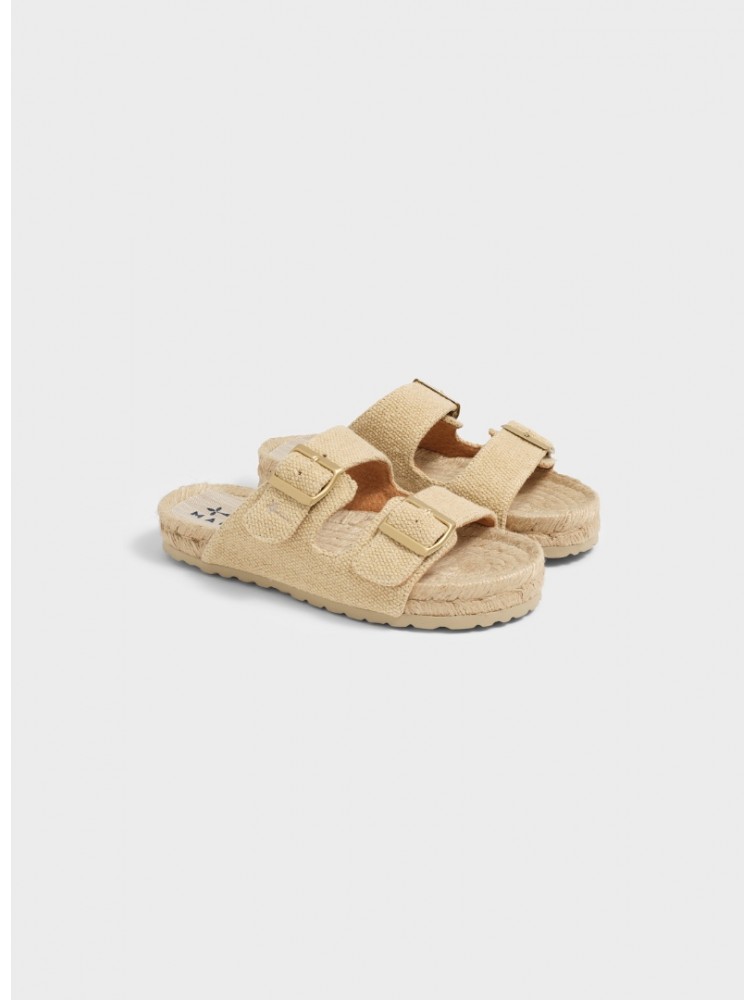 MANEBÌ Coarse Woven Canvas Nordic Sandals Σανδάλια από Υφαντό Καμβά σε Φυσικό Χρώμα