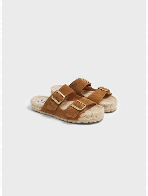 MANEBÌ Suede Nordic Sandals Hamptons Almond Καφέ Σουέντ Σανδάλια