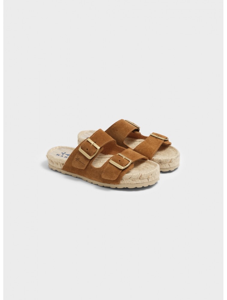 MANEBÌ Suede Nordic Sandals Hamptons Almond Καφέ Σουέντ Σανδάλια