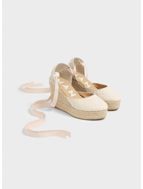 MANEBÌ Drilled Recycled Cotton Canvas Wedge Espadrilles Εσπαντρίγιες από Διάτρητο Βαμβακερό Καμβά