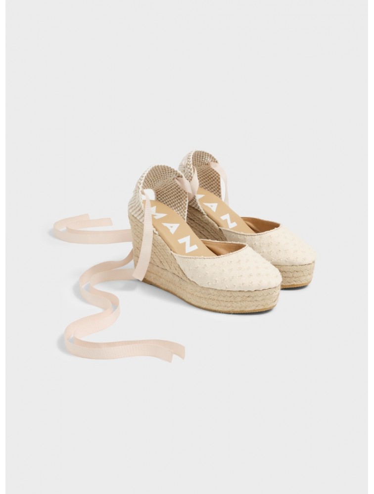 MANEBÌ Drilled Recycled Cotton Canvas Wedge Espadrilles Εσπαντρίγιες από Διάτρητο Βαμβακερό Καμβά
