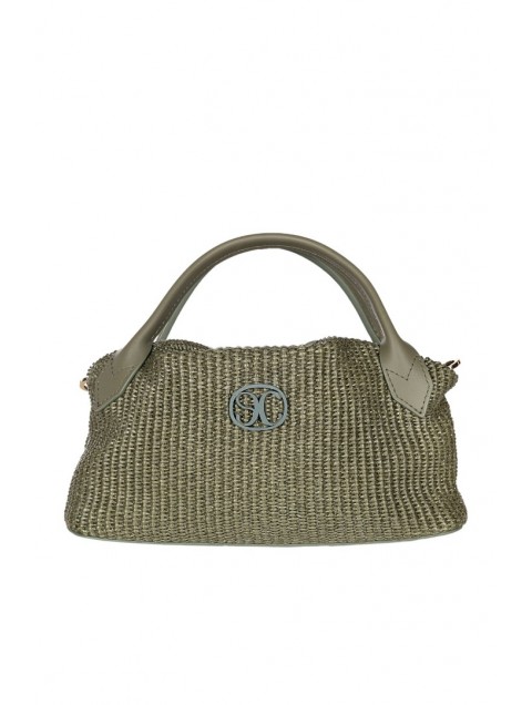 LA CHAINE Aelia Bag Khaki Straw Mini Χακί Μίνι Γυναικεία Τσάντα