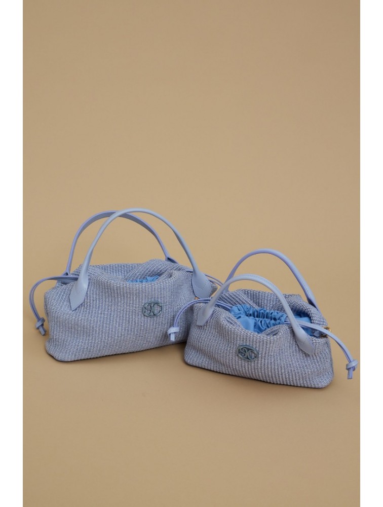 LA CHAINE Aelia Bag Loulaki Straw Mini Light Blue Mini Women's Bag