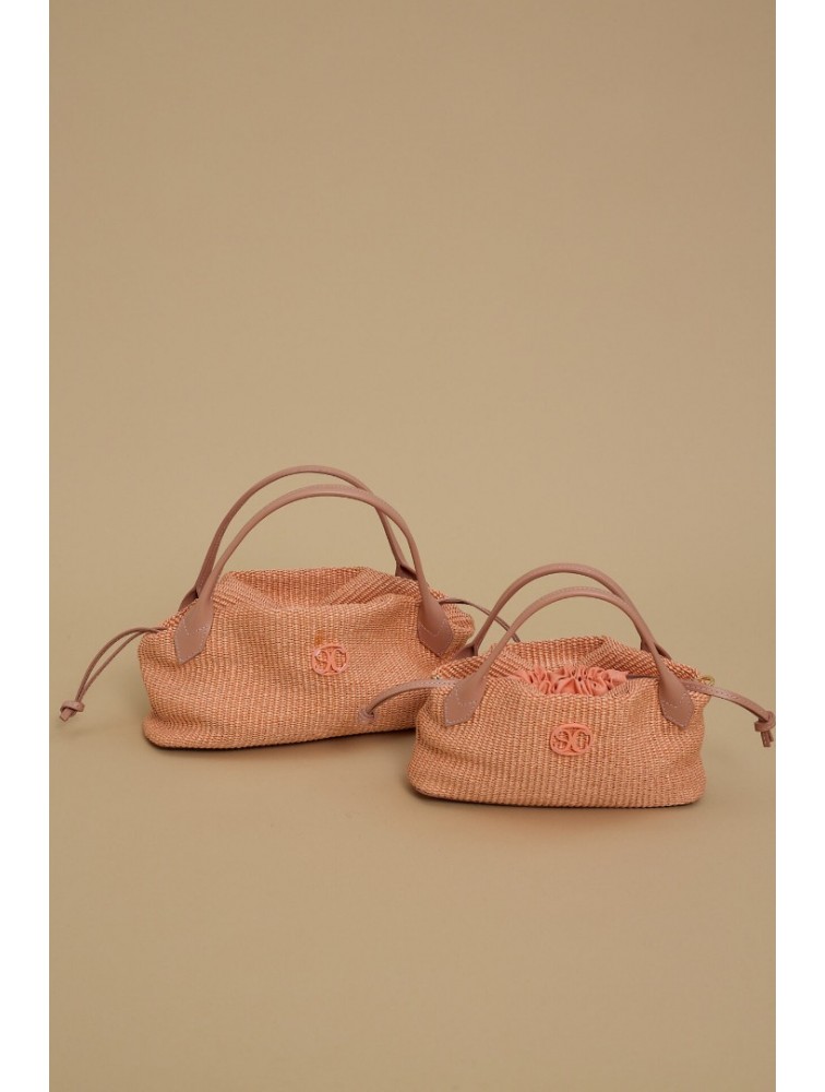 LA CHAINE Aelia Bag Peach Straw Mini Orange Mini Women's Bag