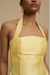 LA CHAINE Alma Dress Yellow Κίτρινο Μίνι Φόρεμα