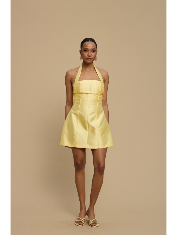 LA CHAINE Alma Dress Yellow Κίτρινο Μίνι Φόρεμα