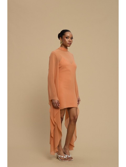 LA CHAINE Almea Dress Peach Πορτοκαλί Μίνι Φόρεμα