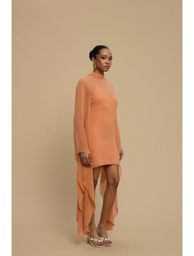 LA CHAINE Almea Dress Peach Πορτοκαλί Μίνι Φόρεμα