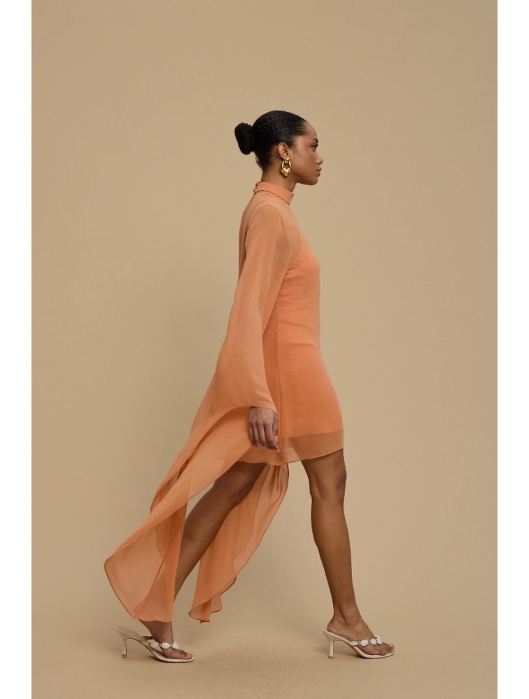 LA CHAINE Almea Dress Peach Πορτοκαλί Μίνι Φόρεμα