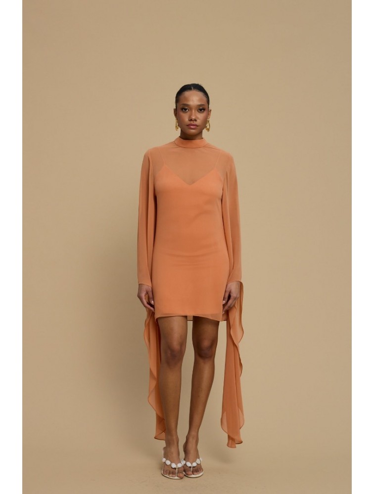 LA CHAINE Almea Dress Peach Πορτοκαλί Μίνι Φόρεμα
