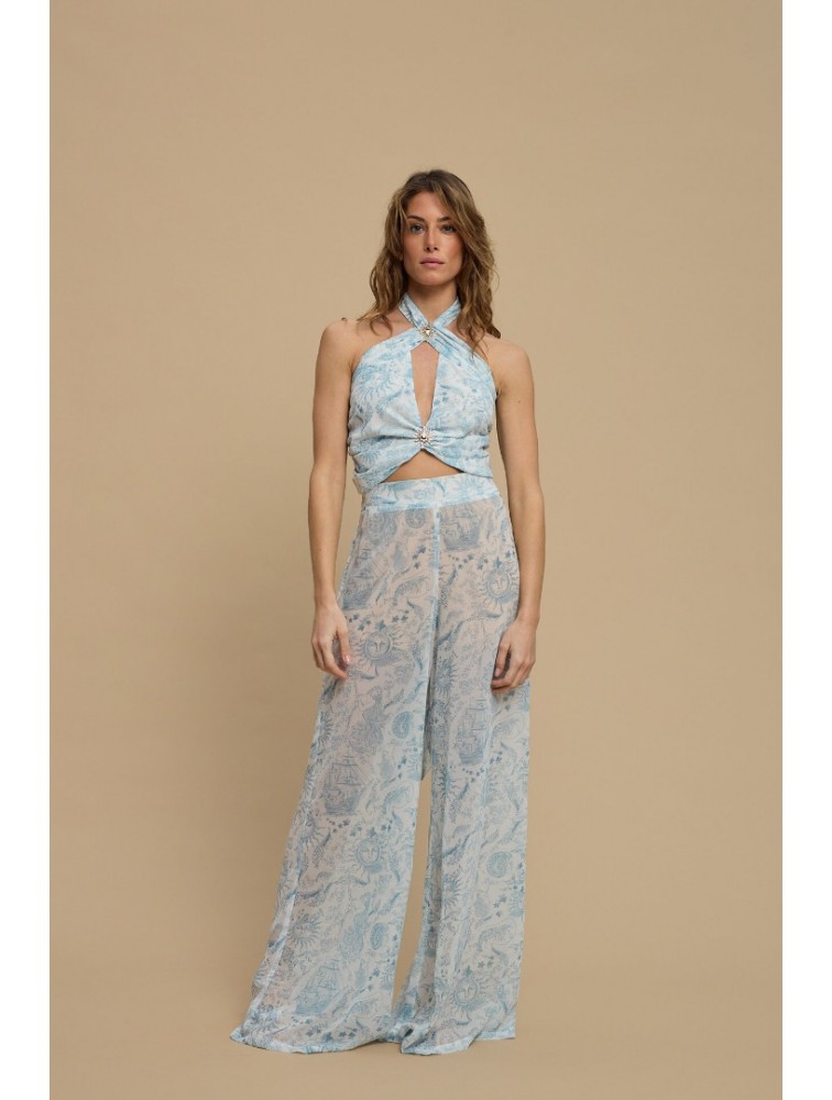 LA CHAINE Ammoudia Top Vintage Blue Μπλε Τοπ
