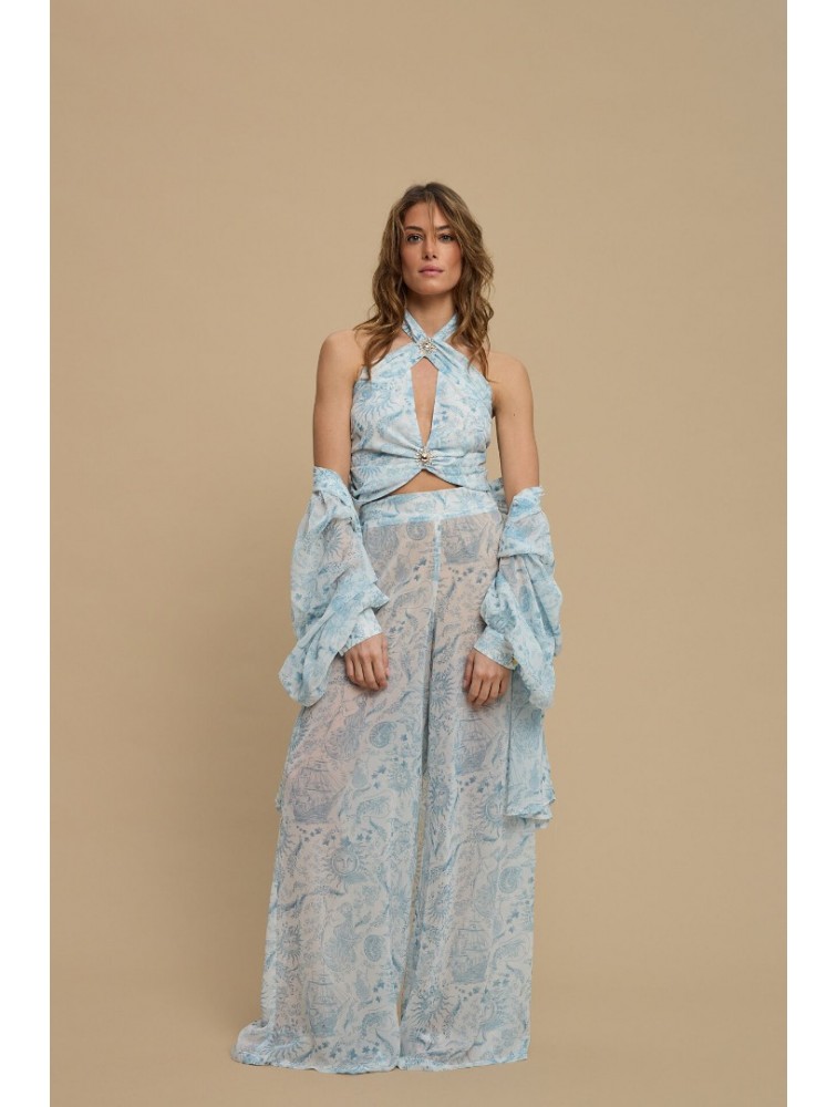 LA CHAINE Ammoudia Top Vintage Blue Μπλε Τοπ