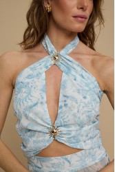 LA CHAINE Ammoudia Top Vintage Blue Μπλε Τοπ