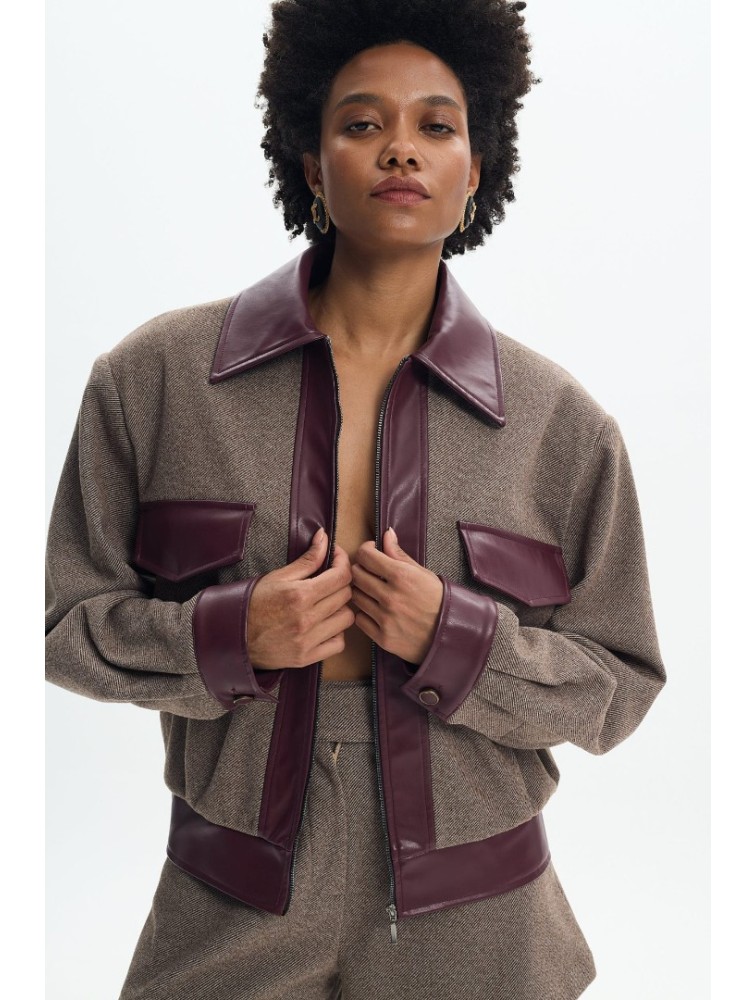LA CHAINE Calia Bomber Cherry Lacquer Κερασί Μπόμπερ Τζάκετ