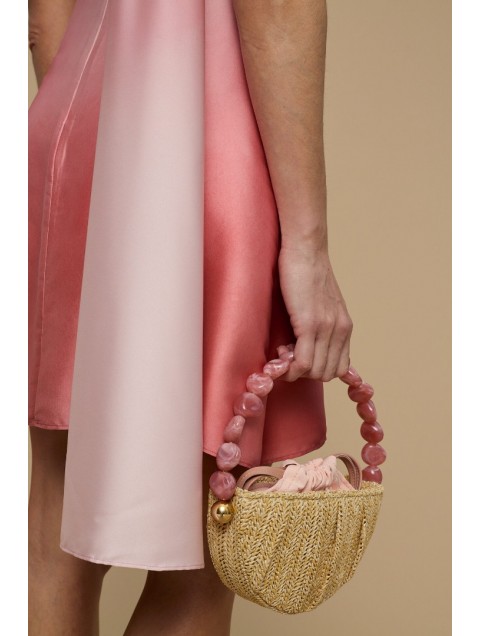 LA CHAINE Coralia Bag Dusty Pink Bag with Pink Beads