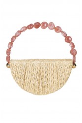 LA CHAINE Coralia Bag Dusty Pink Bag with Pink Beads