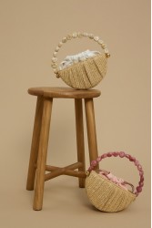 LA CHAINE Coralia Bag Dusty Pink Bag with Pink Beads