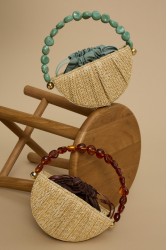 LA CHAINE Coralia Bag Pistacchio Bag with Green Beads