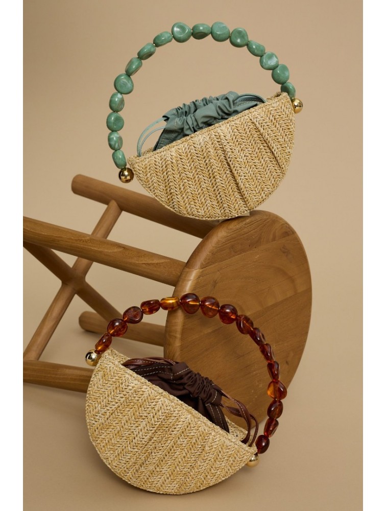 LA CHAINE Coralia Bag Pistacchio Bag with Green Beads