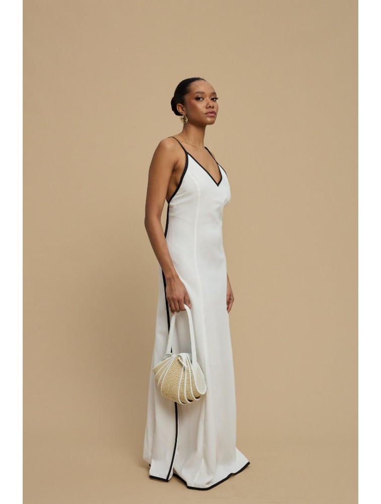 LA CHAINE Cyclades Dress White Λευκό Μάξι Φόρεμα