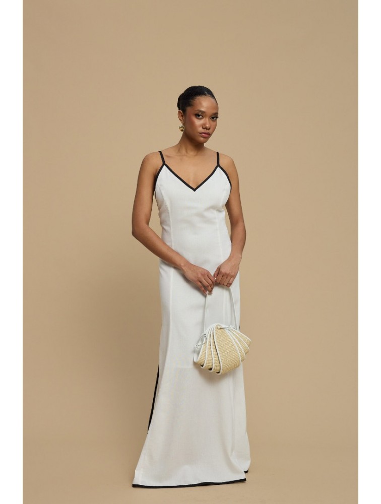 LA CHAINE Cyclades Dress White Λευκό Μάξι Φόρεμα