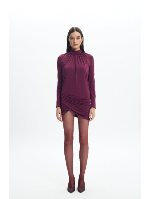 LA CHAINE Maia Mini Dress Cherry Lacquer Κερασί Μίνι Φόρεμα
