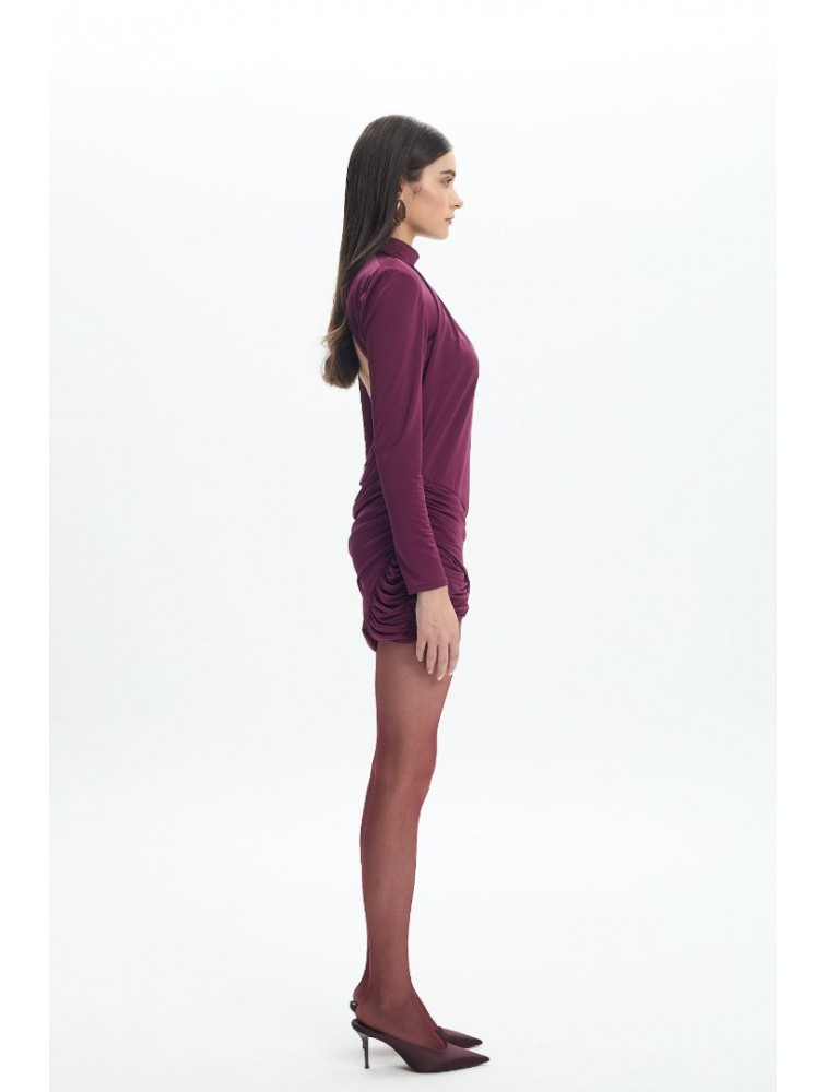 LA CHAINE Maia Mini Dress Cherry Lacquer Κερασί Μίνι Φόρεμα